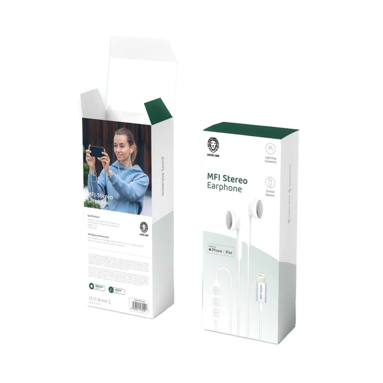 Green Lion MFI Stereo Earphone with Lightning Connector (1.2m)