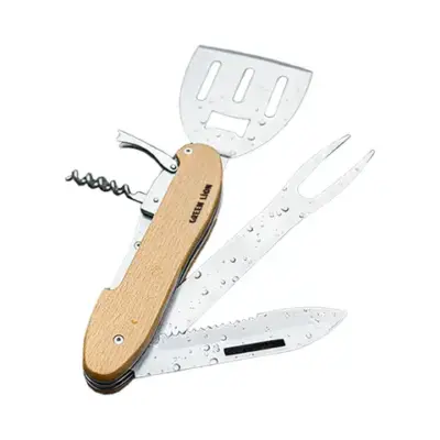 Green Lion Multifunction BBQ Tool Set - Wood