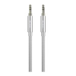 Green Lion Non-MFi AUX 3.5mm to AUX 3.5mm Stainless Steel Plating Cable 90cm- Silver