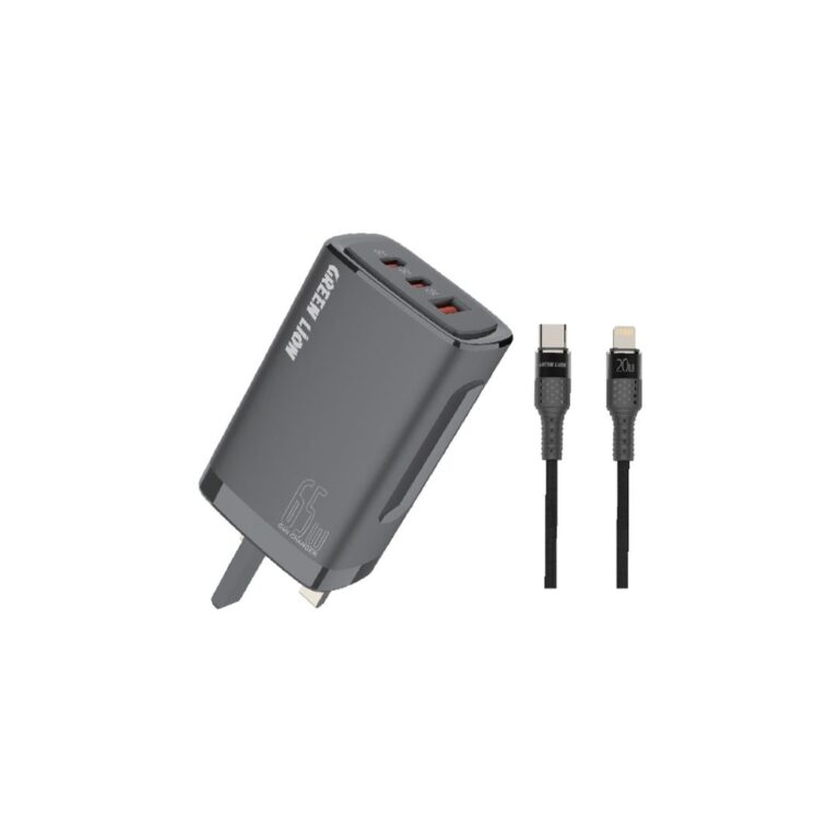 Green Lion PD+PD+QC3.0 Gallium Nitride Solution 65W+TC IPH data cable 1m Black/Orang