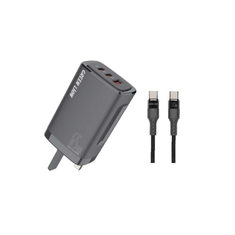 Green Lion PD+PD+QC3.0 Gallium Nitride Solution65W+TC-TC data cable 1m Black/Orange