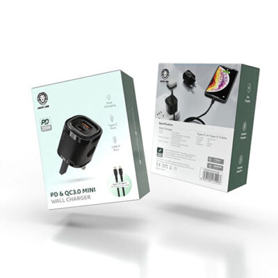 Gadget Pulse Kenya 3 Green Lion PD+QC 20W One-way solution+TC-TC data cable 1m Black/Orange