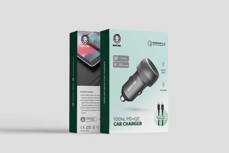 Green Lion PD + QC Car Charger With Type-C To TypeC Cable (1m)