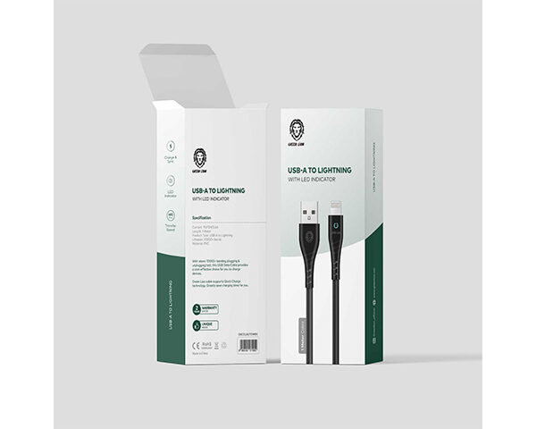 Green Lion PVC USB-A to Lightning Cable with LED Indicator 1M