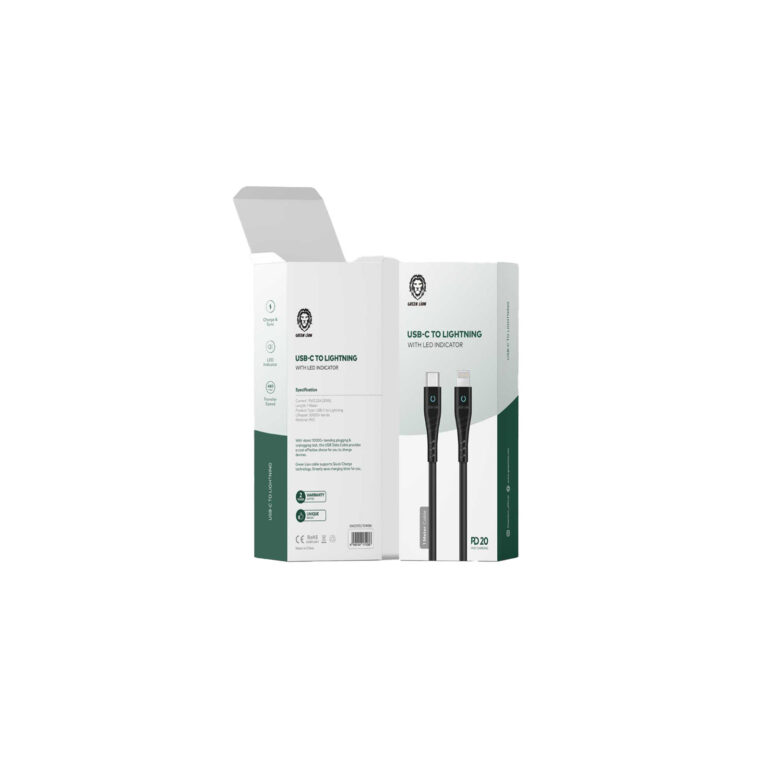 Green Lion PVC USB-C to Lightning Cable with LED Indicator 1M PD 20W