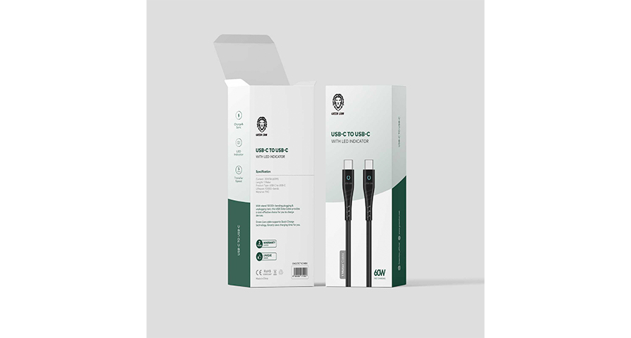 Green Lion PVC USB-C to Type-C Cable with LED Indicator 1M PD 60W