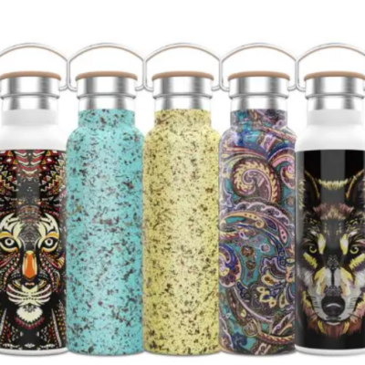 Green Lion Pattern Stainless Steel Water Bottle 600ml / 21oz