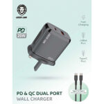 Green Lion QC3.0+PD(One-way solution)20W+TC-lPH data cable 1m Black/Orange