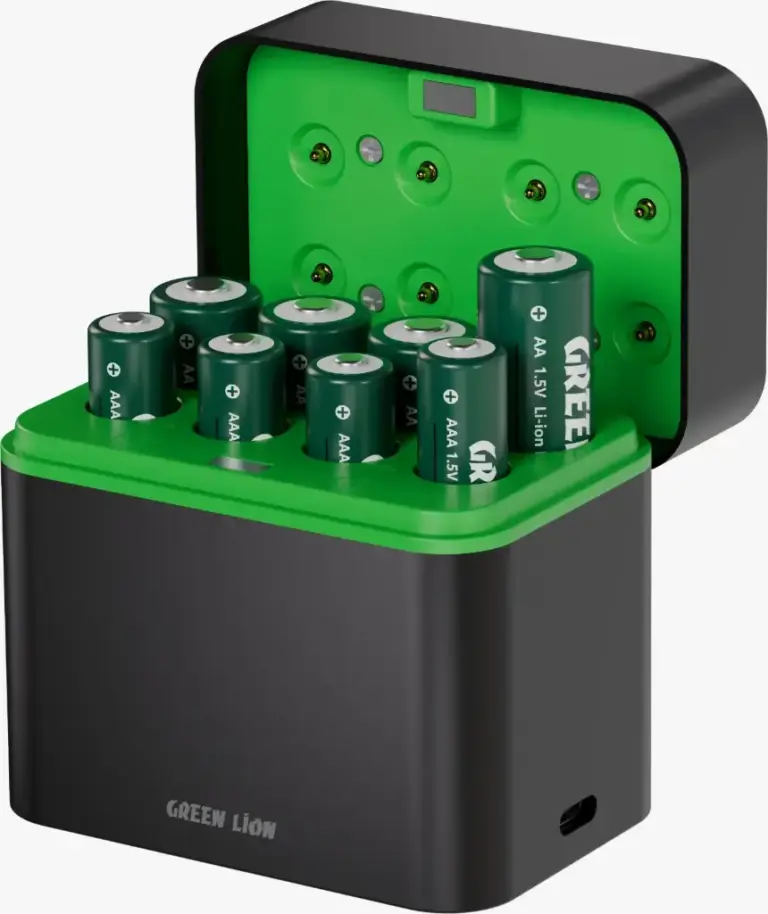 Green Lion RECHARGEABLE 4*AA + 4*AAA Battery Dock USB-C