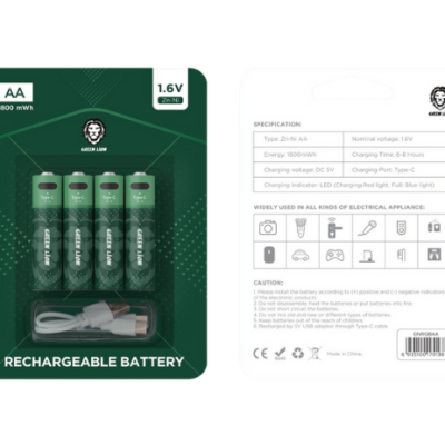 Green Lion Rechargeable Battery AA 1.6V Alkaline Battery