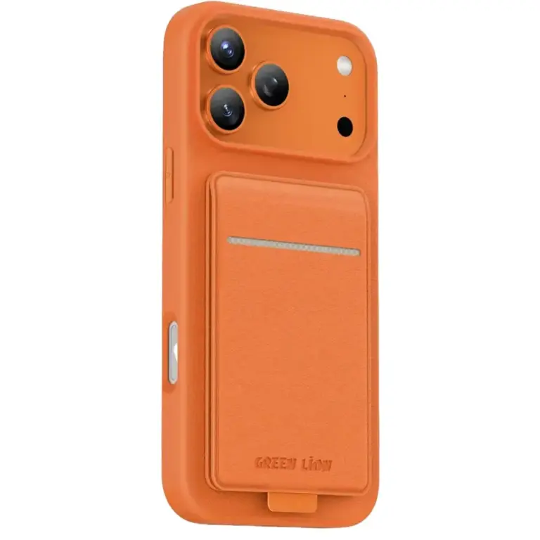 Green Lion Regal Magsafe Leather Case with Card Holder for iPhone 17 Pro - Orange