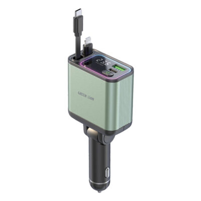 Gadget Pulse Kenya 5 Green Lion Retractable 90W Car Charger