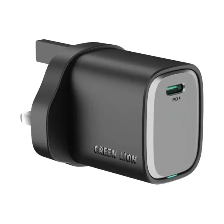 Green Lion Supra 20W UK Wall Charger - Black/Grey
