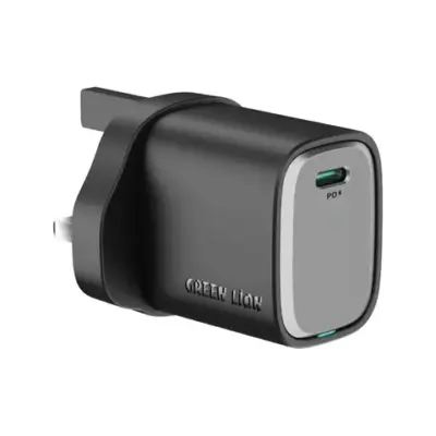 Green Lion Supra 20W UK Wall Charger - Black/Grey