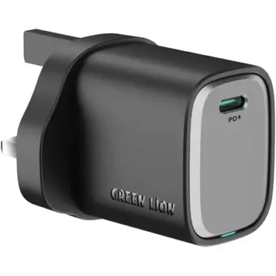 Green Lion Supra 45W UK Wall Charger - Black/Grey