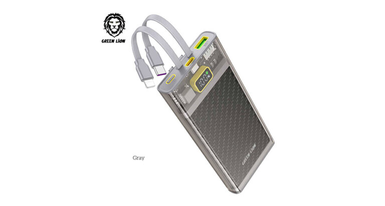 Green Lion Transparent 2 Power Bank with Integrated Cables 10000mAh PD 20W