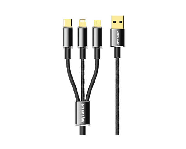 Green Lion Transparent 3 in 1 Braided Cable ( USB-C / Lightning / Micro ) 1M