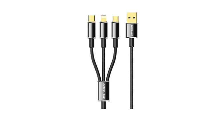 Green Lion Transparent 3 in 1 Braided Cable ( USB-C / Lightning / Micro ) 1M
