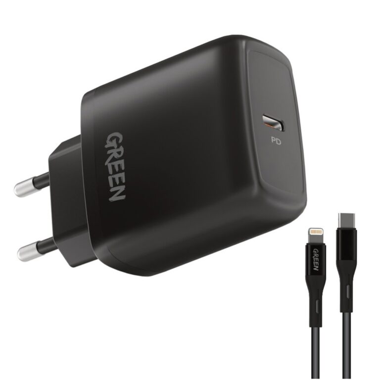 Green Lion Type-C Port Wall Charger 20W EU with PVC Type-C to Lightning Cable 1.2M
