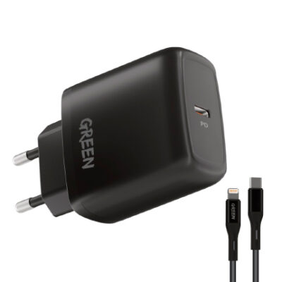 Green Lion Type-C Port Wall Charger 20W EU with PVC Type-C to Lightning Cable 1.2M