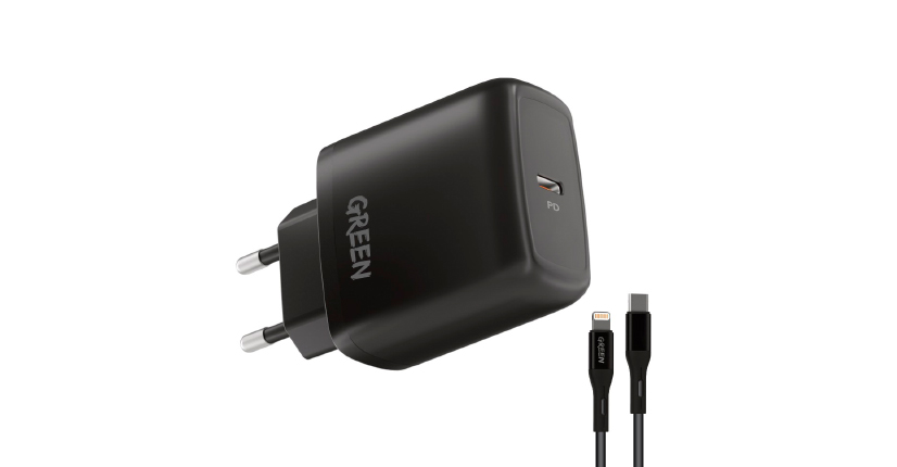 Green Lion Type-C Port Wall Charger 20W EU with PVC Type-C to Lightning Cable 1.2M