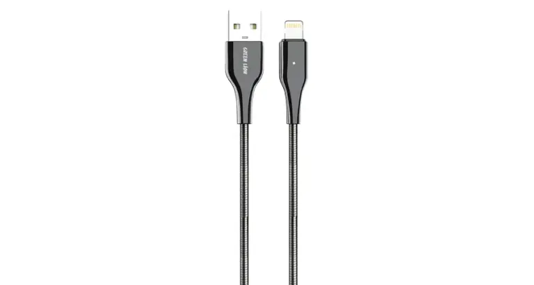 Green Lion USB-A To Lightning Metal Spring Hose Cable