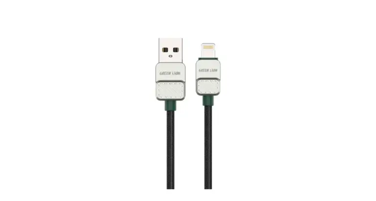 Green Lion USB-A to Lightning Electroplated Braided Cable - Black + Dark Green