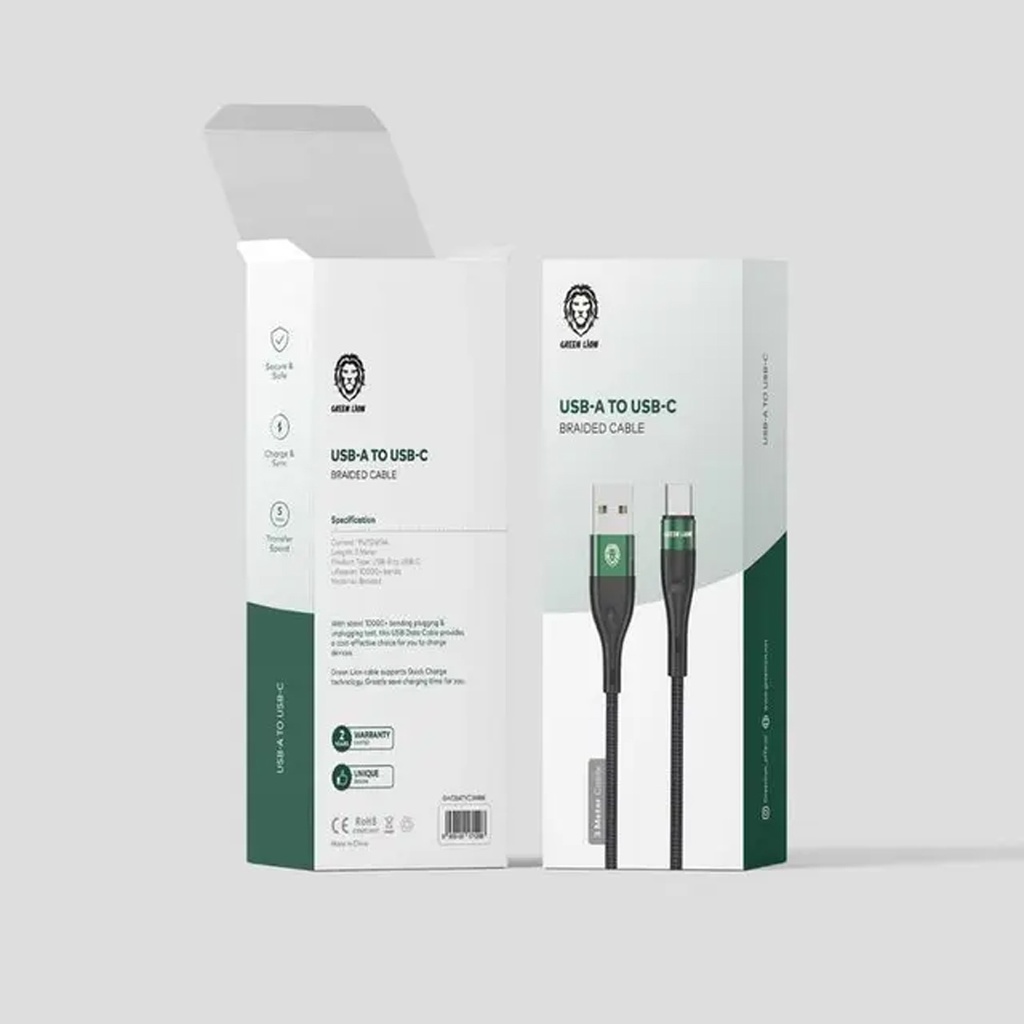 Green Lion USB-A to Type-C Braided Cable 1M