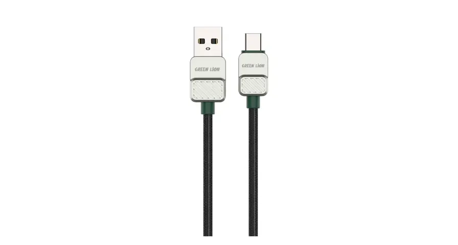 Green Lion USB A to Type-C Cable Electroplated + Braided 1m 15W