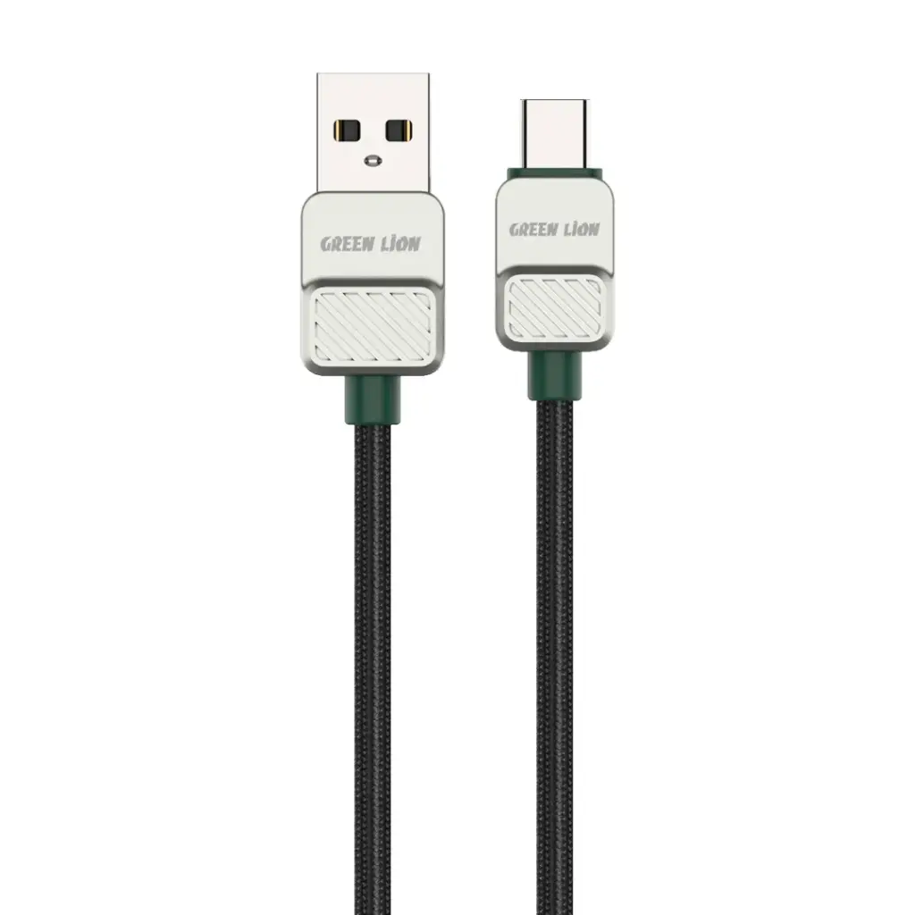 Green Lion USB A to Type-C Cable Electroplated + Braided 1m 15W