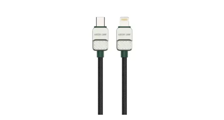 Green Lion USB-C to Lightning Electroplated Braided Cable - Black + Dark Green