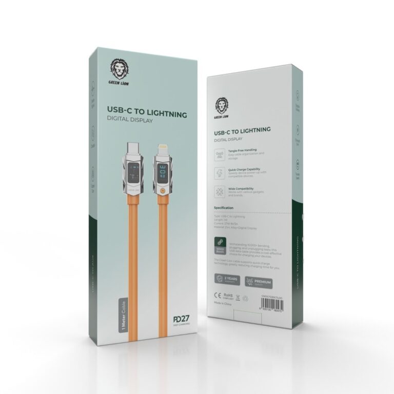 Green Lion USB-C to Lightning Digital Display Data Cable 1M PD 27W - Orange
