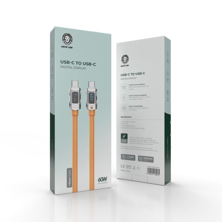 Green Lion USB-C to USB-C Digital Display Data Cable 1M 60W - Orange