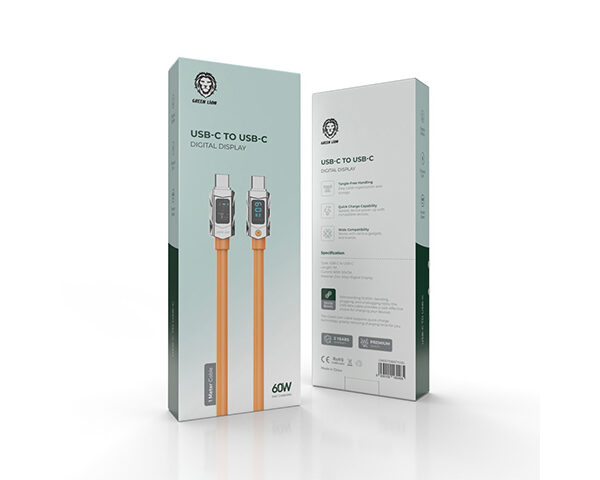 Green Lion USB-C to USB-C Digital Display Data Cable 1M 60W - Orange