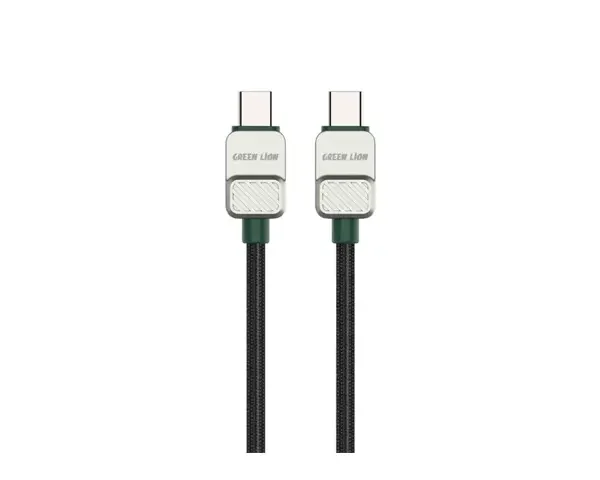 Green Lion USB-C to USB-C Electroplated Braided Cable - Black + Dark Green