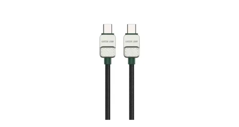 Green Lion USB-C to USB-C Electroplated Braided Cable - Black + Dark Green