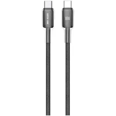 Green Lion USB-C to USB-C Transparent PC Casing 1m Braided Cable PD 100W