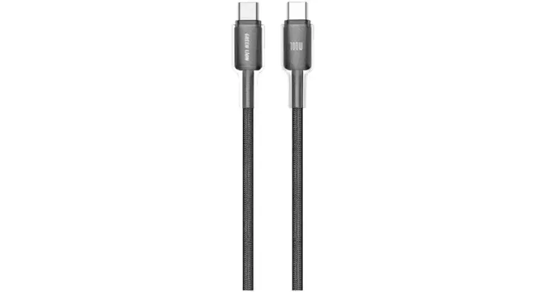 Green Lion USB-C to USB-C Transparent PC Casing 1m Braided Cable PD 100W