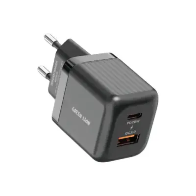 Green Lion Ultra Compact GaN Wall Charger EU Pin A+C 20W (with C to C / C to L Cable)