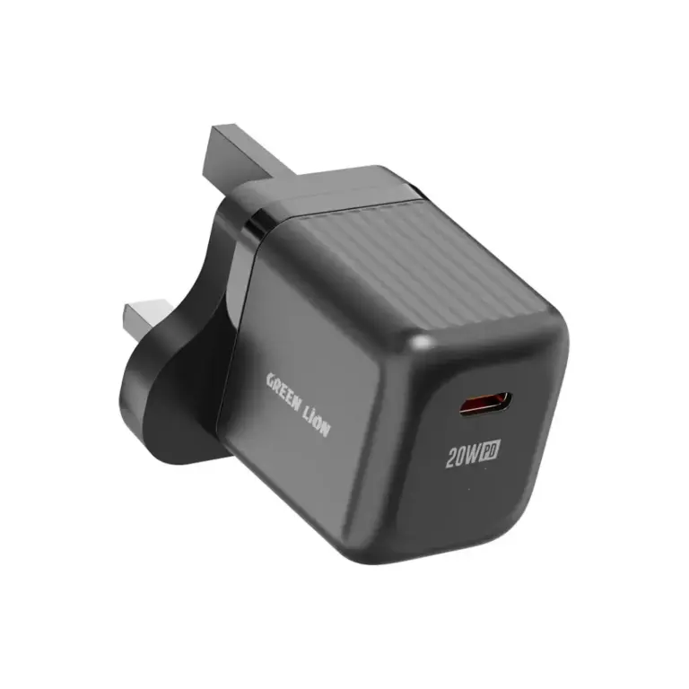 Green Lion Ultra Compact GaN Wall Charger UK Pin USB-C 20W (with C to C / C to L Cable)