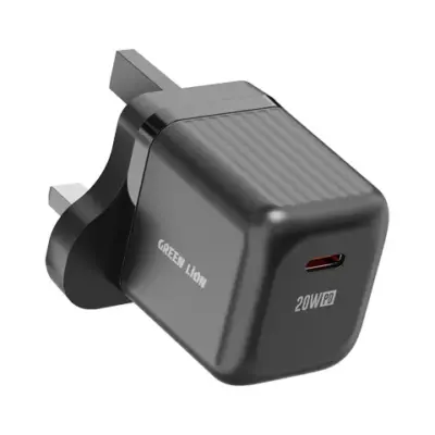 Green Lion Ultra Compact GaN Wall Charger UK Pin USB-C 20W (with C to C / C to L Cable)