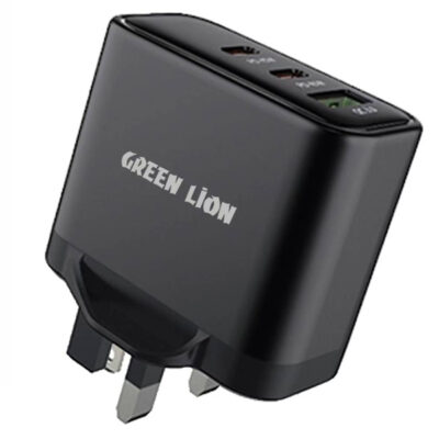 Green Lion Ultra Quick 3 Output Compact Charger with Type-A to Type-C and Type-C to Lightning Cable