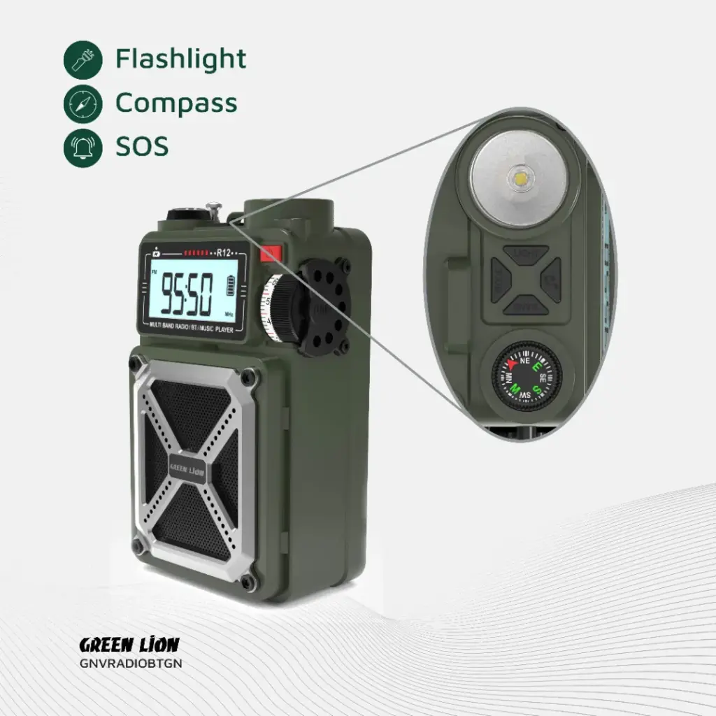 Green Lion Vintage Solar Pro Radio | Speaker | Power Bank | Compass | Flashlight