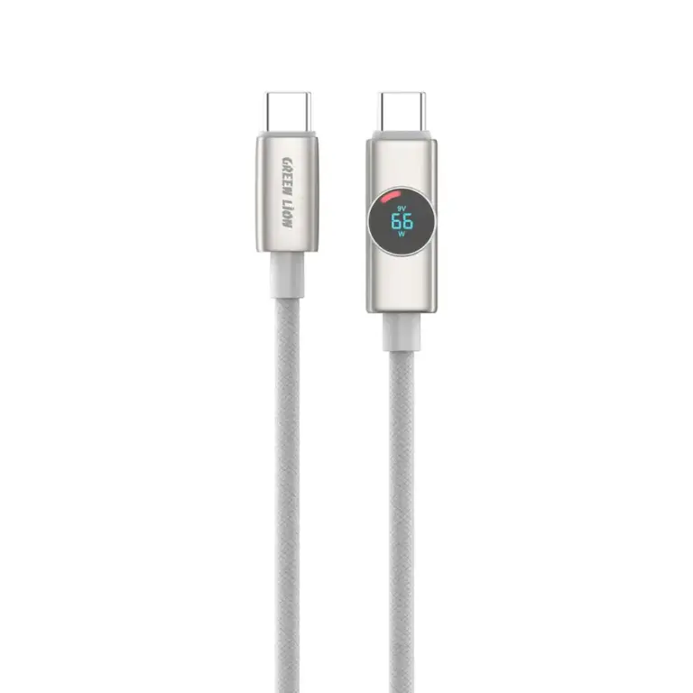 Green Lion Volt Display USB-C to USB-C Nylon Braided Cable - Titanium
