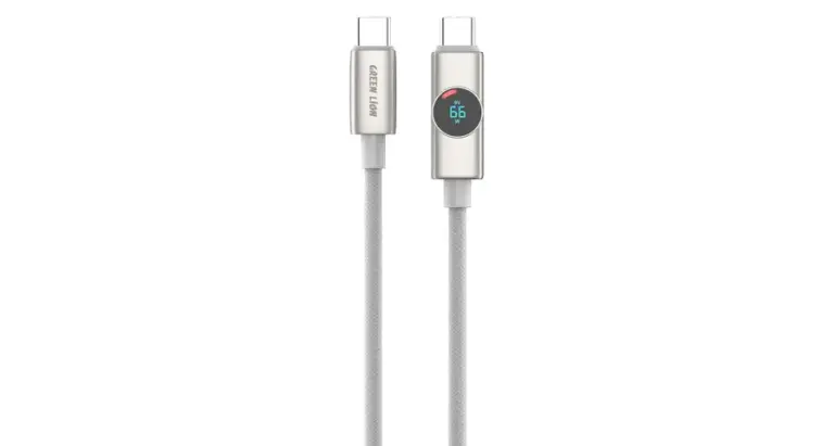 Green Lion Volt Display USB-C to USB-C Nylon Braided Cable - Titanium