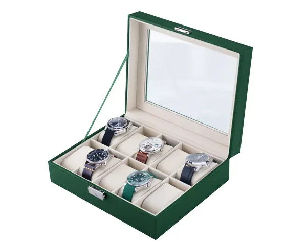 Green Lion classic Watch Box 10 slots with Glass