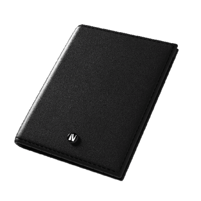 Levelo Bifold Black Genuine Leather Wallet with Pocket Organizer