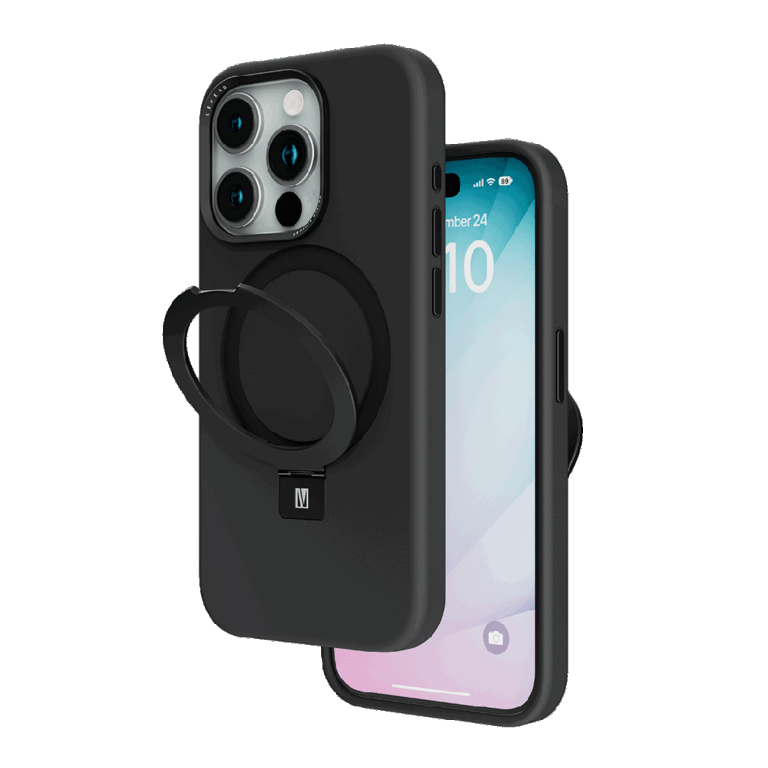 Levelo Iris Pro Metal Kickstand Liquid Silicone Case for iPhone 15 Series