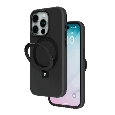 Levelo Iris Pro Metal Kickstand Liquid Silicone Case for iPhone 15 Series