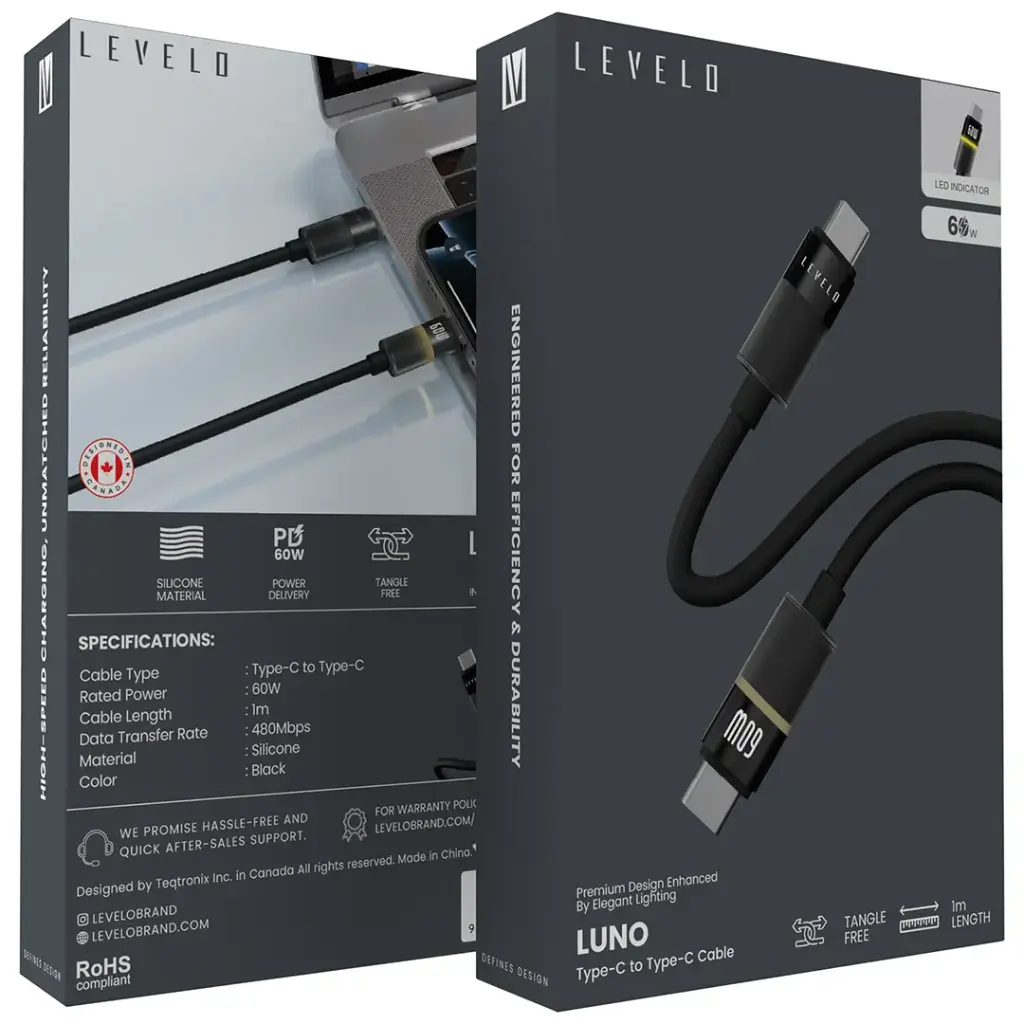 Levelo Luno Type-C to Type-C Cable 1m PD 60W